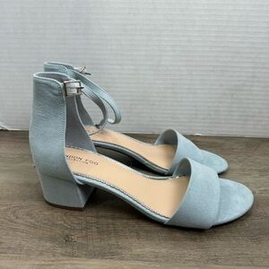 London Fog Light Blue Block Heel Sandals